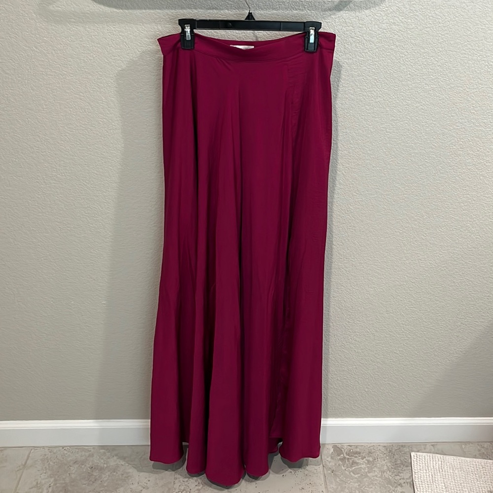 Brand new satin like material maxi skirt with side slit